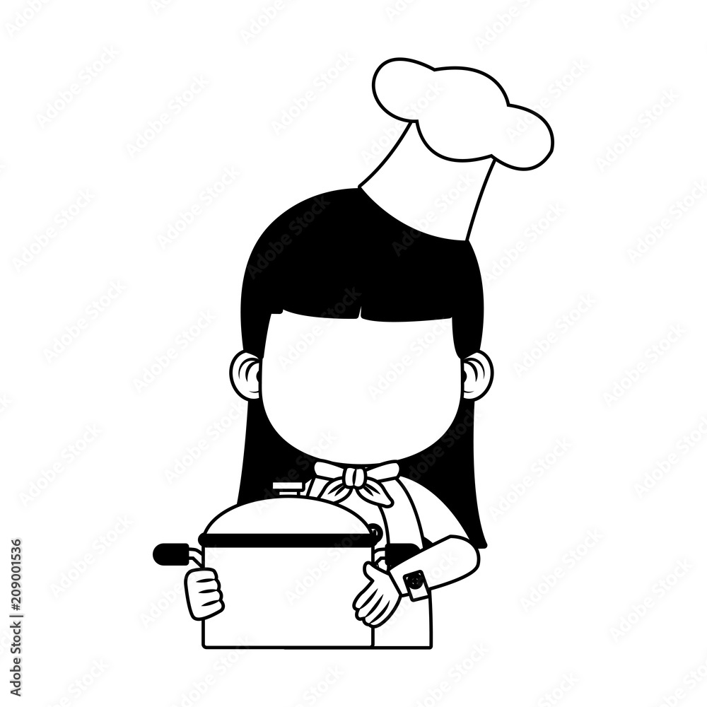 Beautiful chef girl cartoon vector illustration graphic design