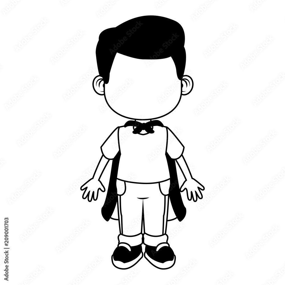 Cute boy with superhero costume vector illustration graphic design Cute boy with superhero costume vector illustration graphic design