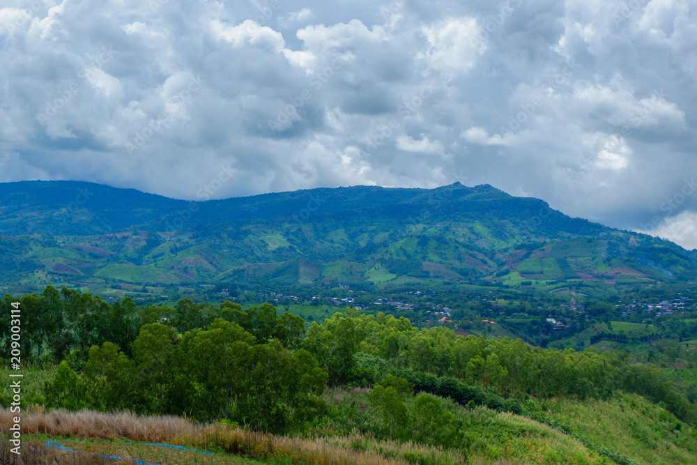 Fototapeta premium Rural scene with mountains in the background