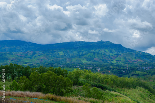 Rural scene with mountains in the background