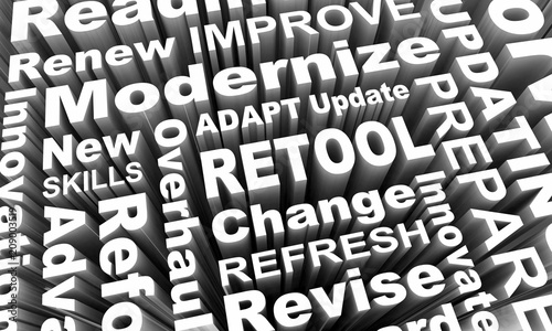 Fotografie Retool Update Modernize New Innovation Words 3d Illustration
