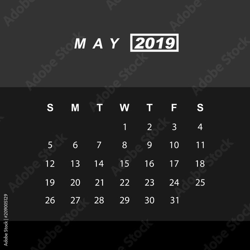 Template of calendar for May 2019