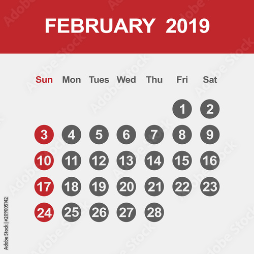 Template of calendar for February 2019