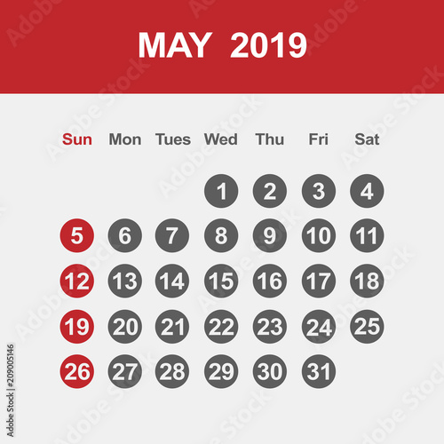 Template of calendar for May 2019