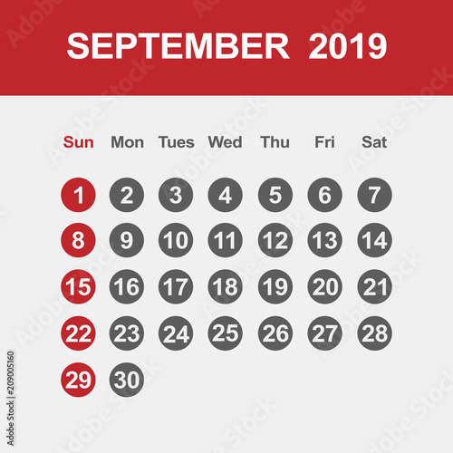 Template of calendar for September 2019