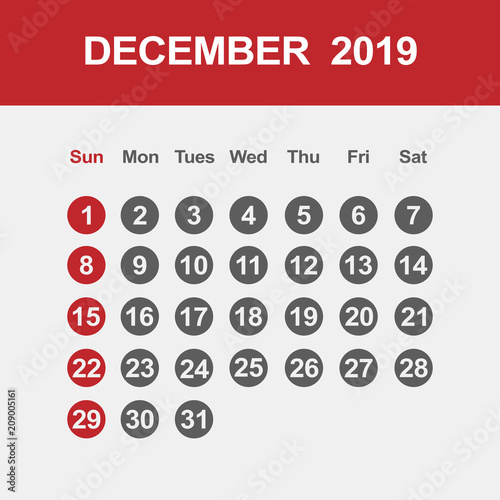 Template of calendar for December 2019