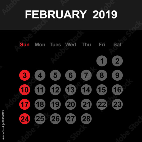 Template of calendar for February 2019