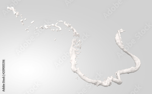3D render of water splash in line with clipping path