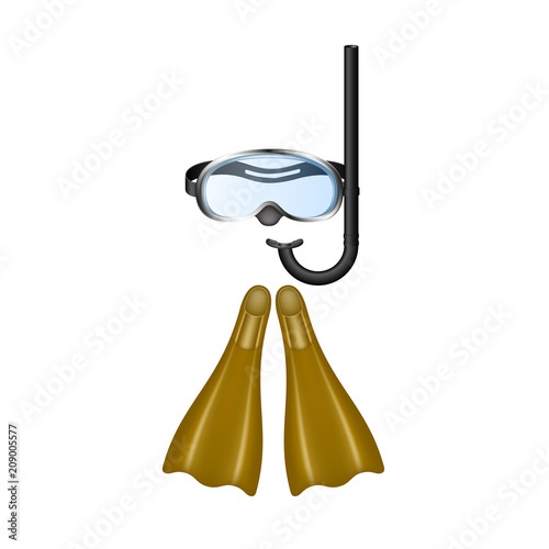Retro diving goggles with brown flippers