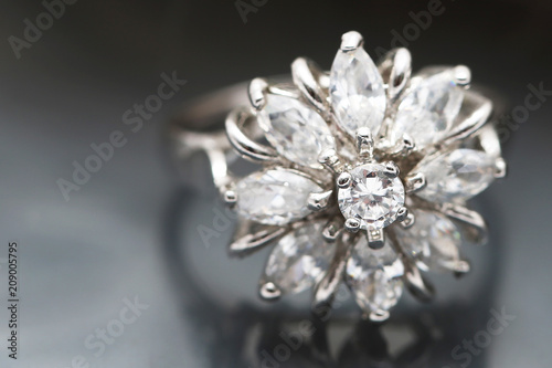 Diamond flower ring , love symbol