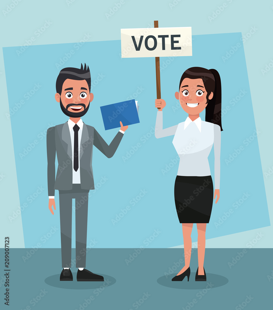 Politicians teamwork in vote campaign cartoons vector illustration graphic design Politicians teamwork in vote campaign cartoons vector illustration graphic design