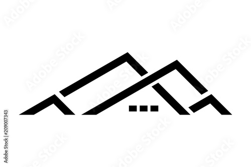 Black roof logo design isolated on white background, vector illustration