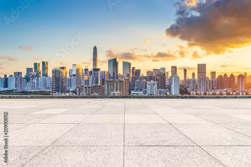 Shenzhen city skyline and outdoor floor © WU
