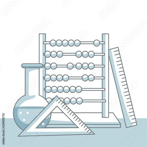 Puzzle with flask and rulers vector illustration graphic design