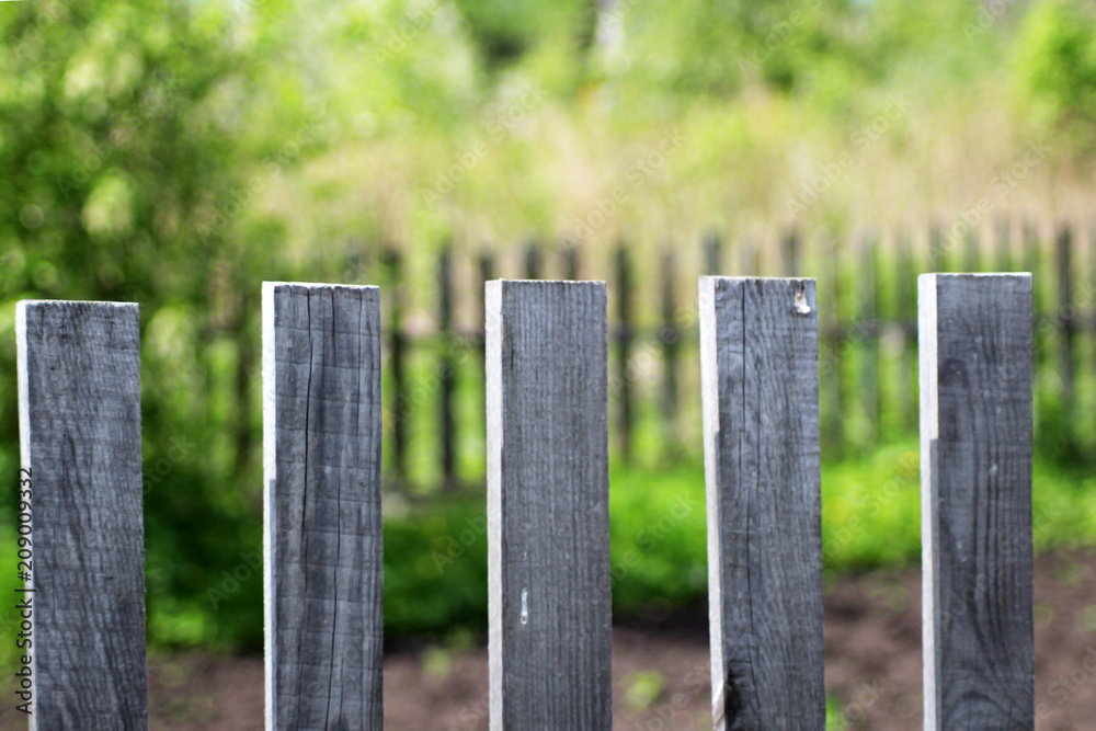 Old wooden fence in the village