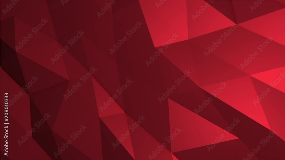Abstract cg polygonal Red surface. Geometric low poly triangles motion background. 