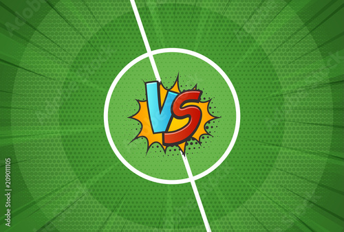 Vector texture of the football field vs for soccer championship background. Versus battle template vector illustration