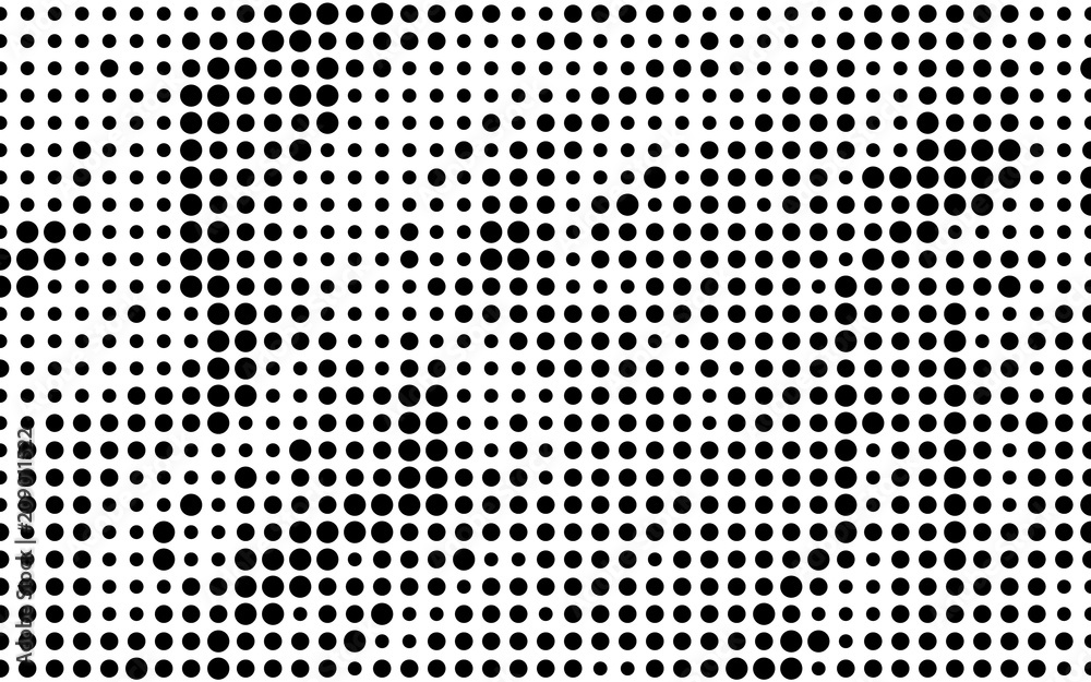 Grunge halftone background. Dotted pattern. Abstract futuristic panel. Minimal design. Vector illustration