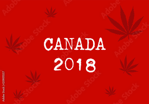 Vector image of marijuana leaf to celebrate Canada legalization - 2018.
