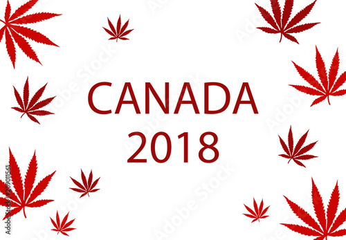 Vector image of marijuana leaf to celebrate Canada legalization - 2018.