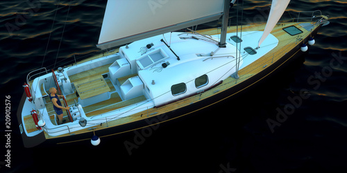 Extremeley detailed and realistic high resolution 3D Sailing Illustration © Sasa Kadrijevic