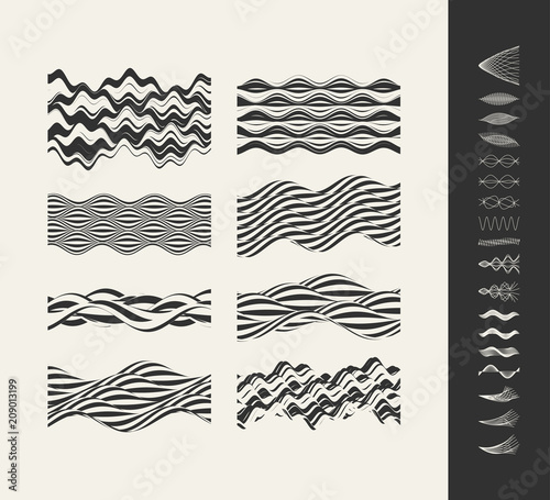 Abstract background with wavy lines. Dynamic effect. Vector illustration. Cover design template. Art texture for poster, card, cover, postcard, labels, stickers.