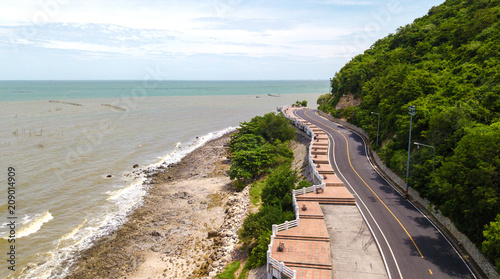 Aerial view of seascape and the road on mountain hill © kittiyaporn1027