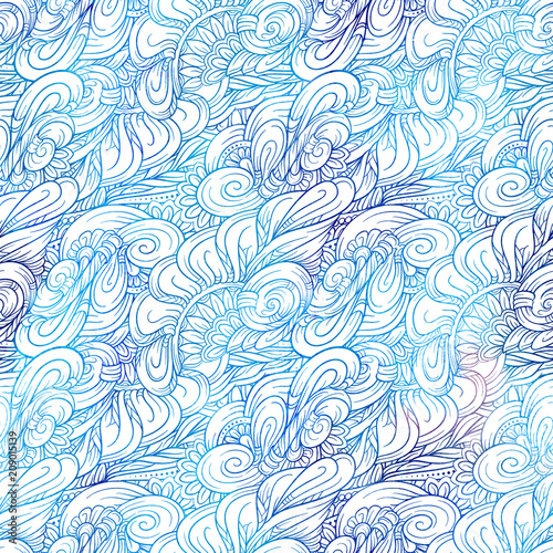 Fancy abstract decorative doodles colorful seamless pattern. © sablegear