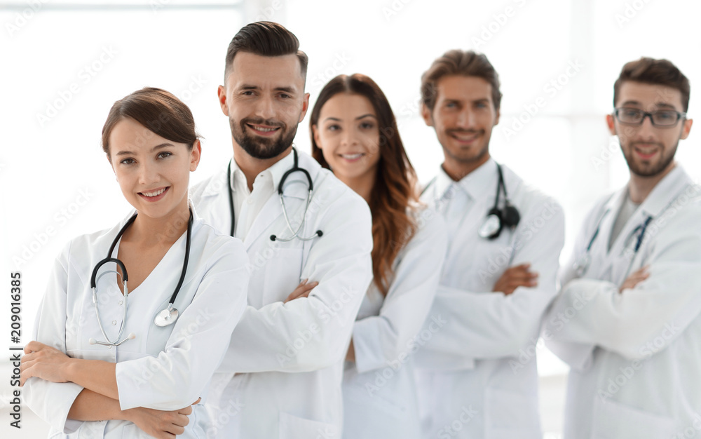 portrait of a successful group of doctors interns. portrait of a successful group of doctors interns.