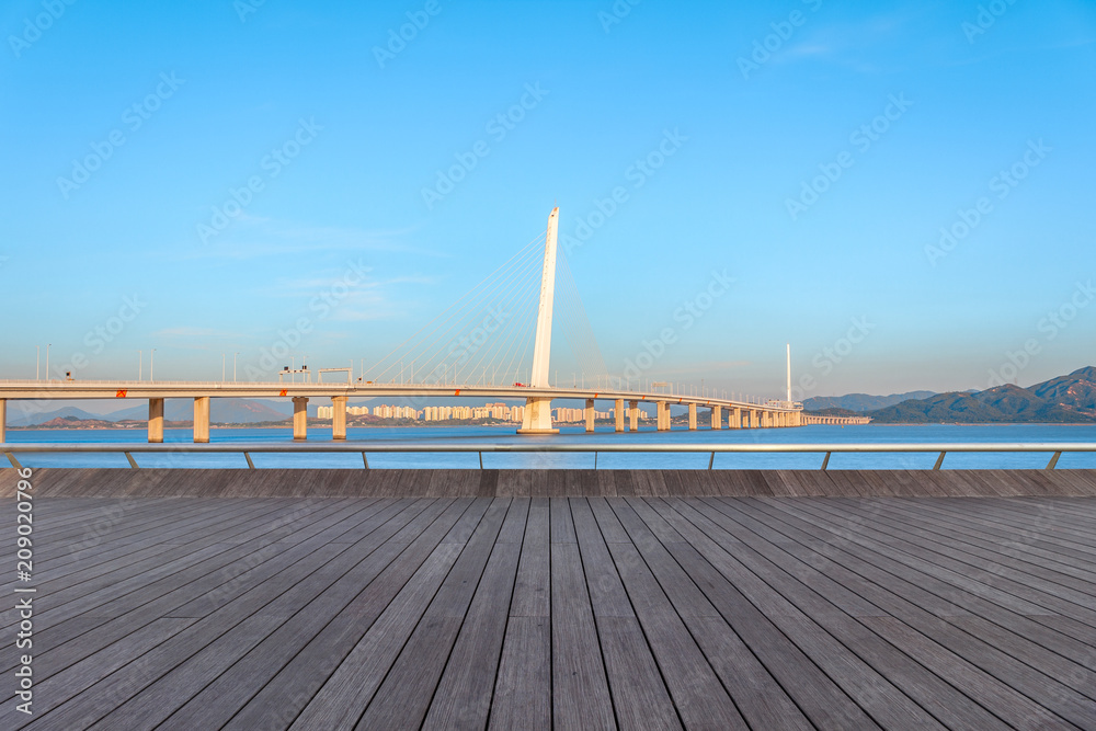 The Shenzhen Bay Bridge and the people floor