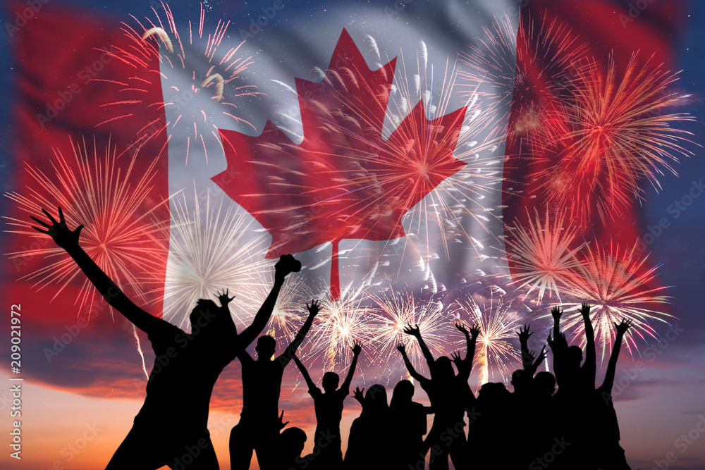 Fireworks on day of Canada - obrazy, fototapety, plakaty 