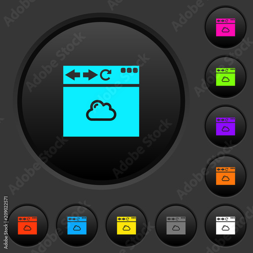 Browser cloud dark push buttons with color icons