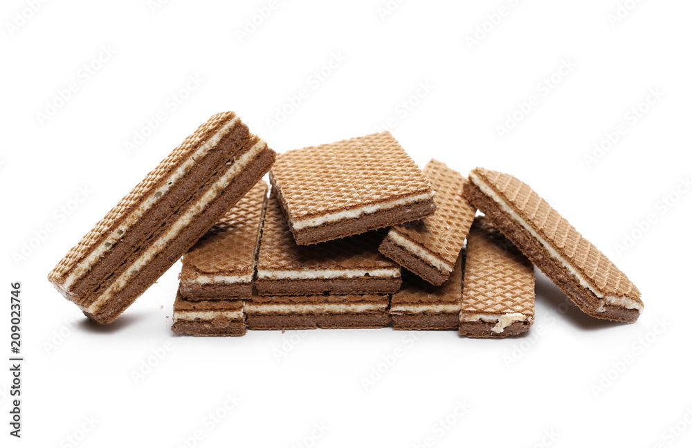 Chocolate wafers isolated on white background