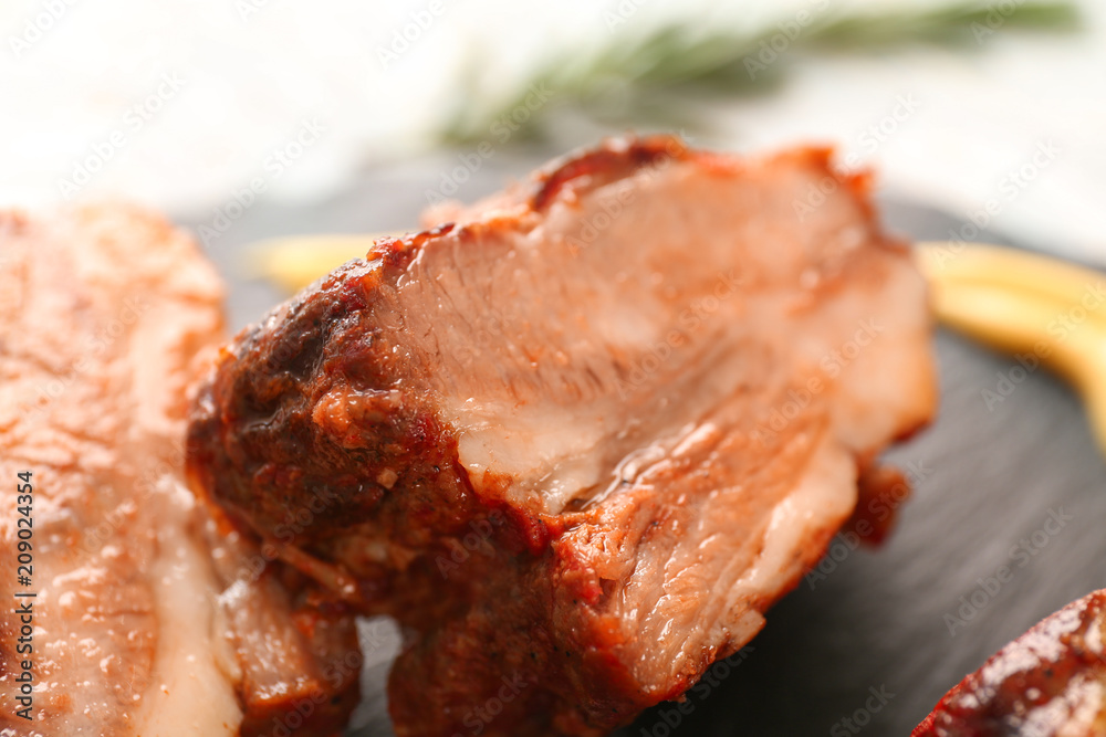 Delicious grilled ribs, closeup Delicious grilled ribs, closeup