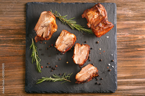 Roasted pork ribs pieces wi...