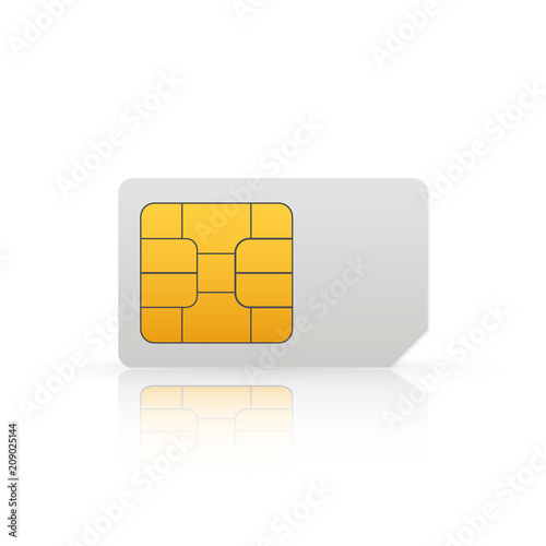 Vector Mobile Cellular Phone Sim Card Chip Isolated on Background photo