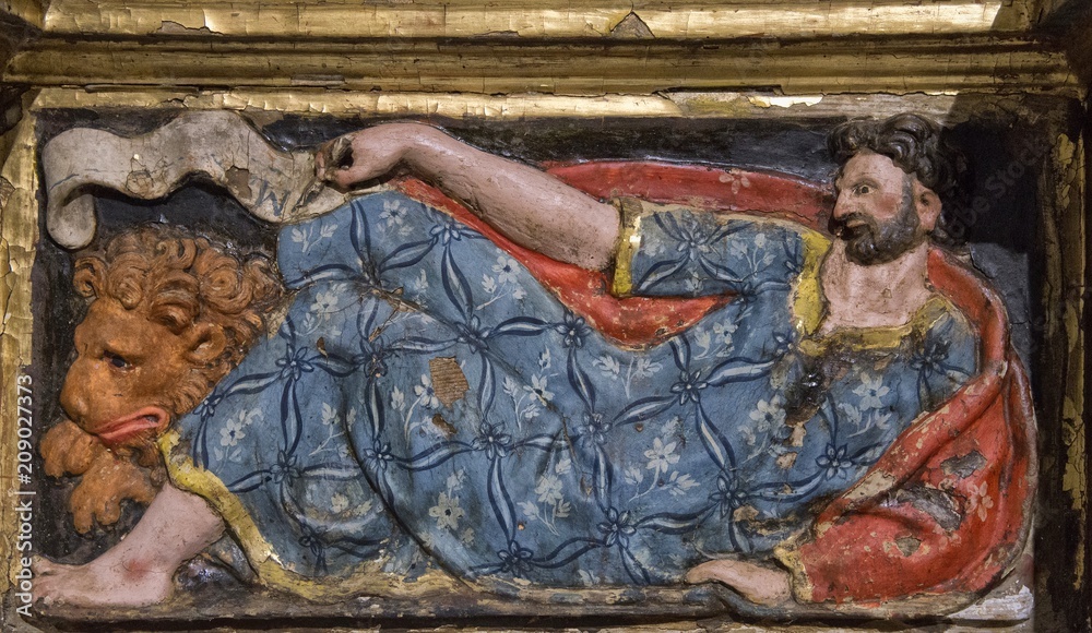 Naklejka premium Détail de retable baroque à Muelas del Pan, Castille-et-León, Espagne