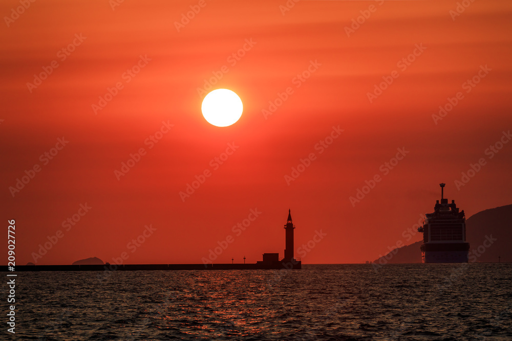 博多湾の夕日