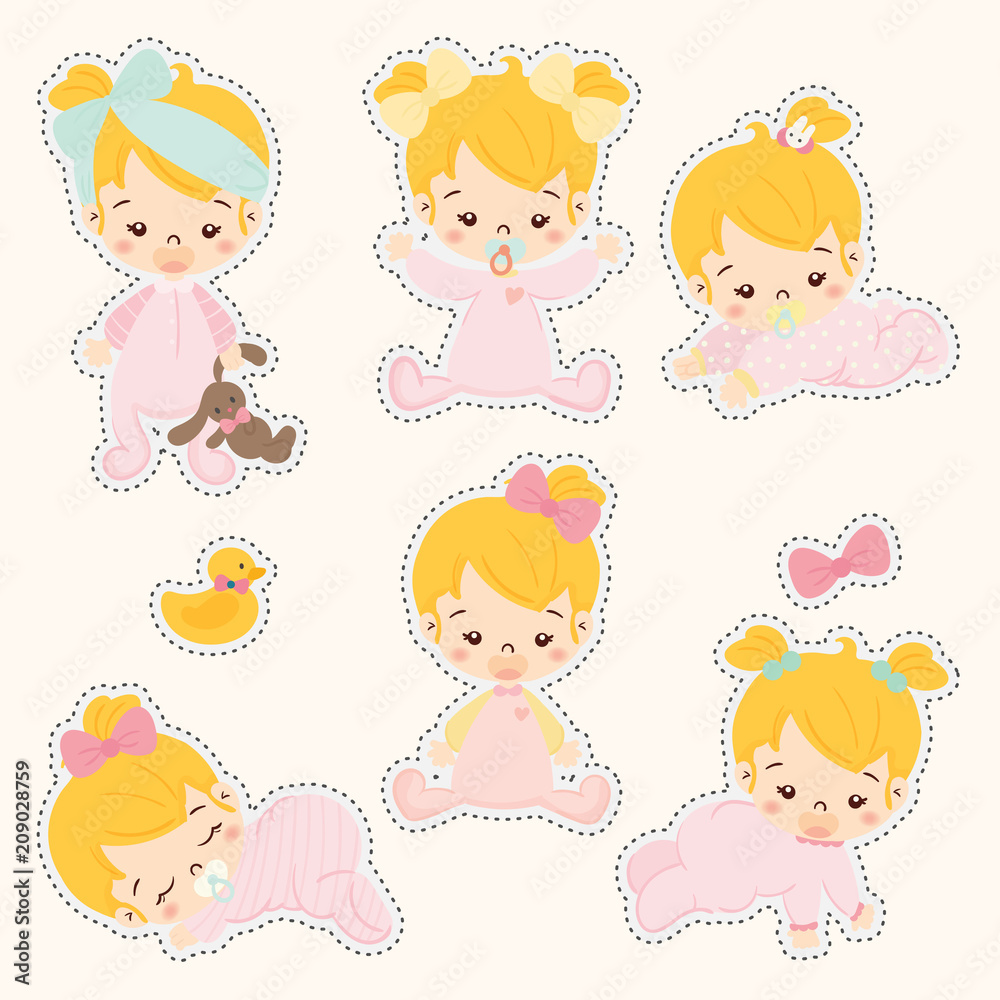 set of cute sticker with baby set of cute sticker with baby