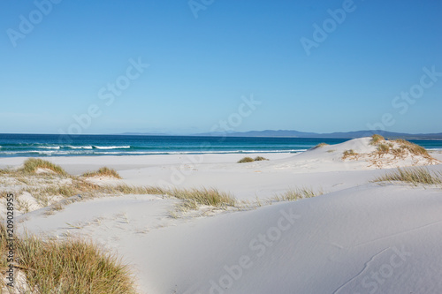 White sand dunes at The Bay of Fires, Tasmania, Australia