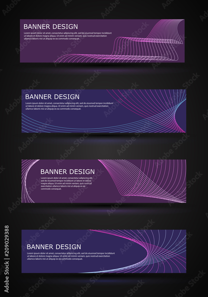 Set of horizontal banners with a geometric pattern