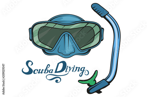 Diving. Scuba diving logo. Diver mask. Scuba-diving helmet. Vector graphics to design.