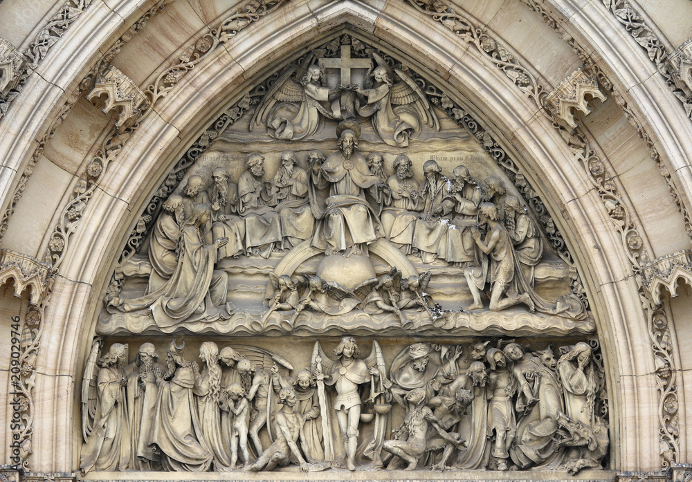 Last Judgement - sculpture above the entrance to the church