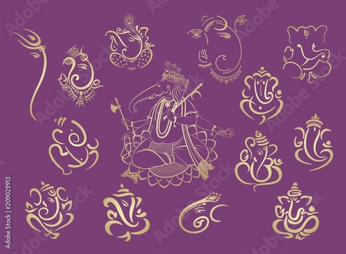 Ganesha, Aum, Hindu wedding card, Diwali, India
