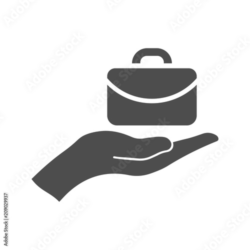 Векторная иконка, портфель на руке.