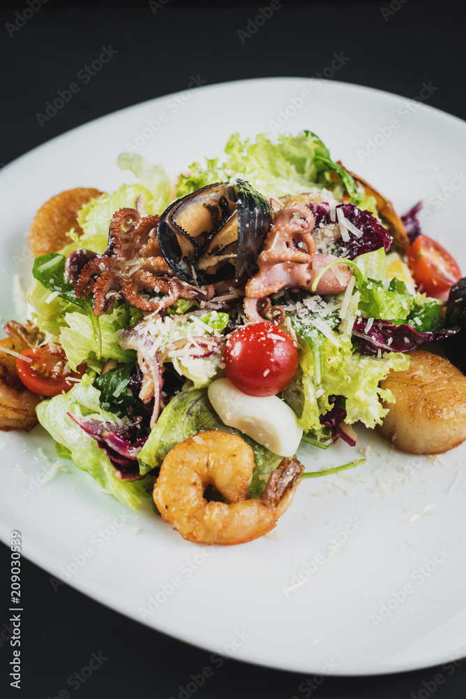 Tasty salad dish from seafood Tasty salad dish from seafood