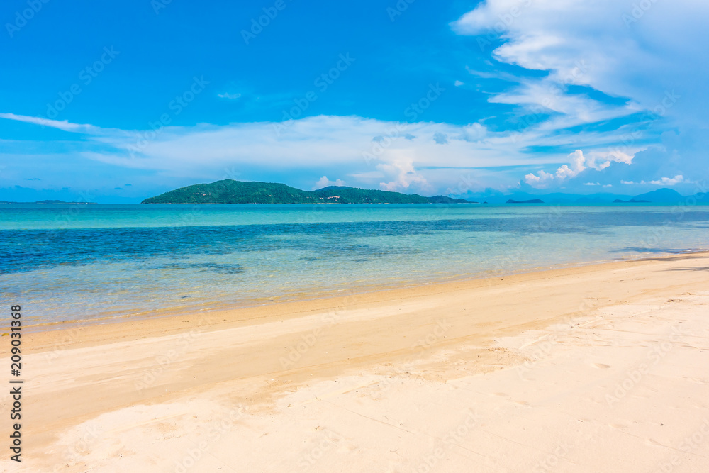 Beautiful outdoor view with tropical sea ocean and beach