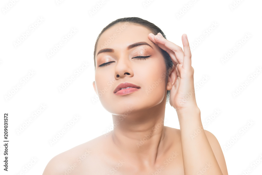 Beauty asian woman portrait Close up on face isolated on white background Beauty asian woman portrait Close up on face isolated on white background