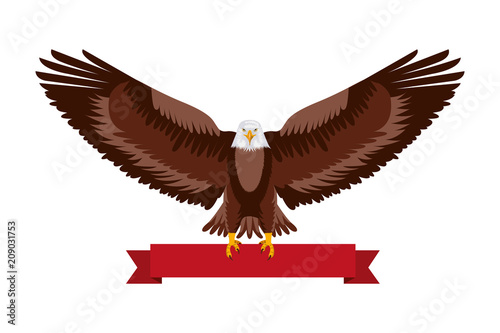 american eagle national red ribbon symbol vector illustration