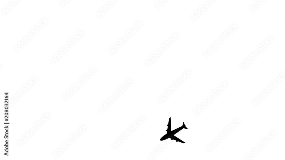 Circling airplane animation with alpha channel, flying around the world plane.